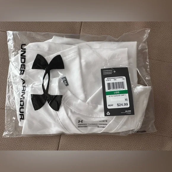 NWT Under Armour Men's V-neck Compression Short-sleeve T-shirt, White, Size L - Picture 4 of 13